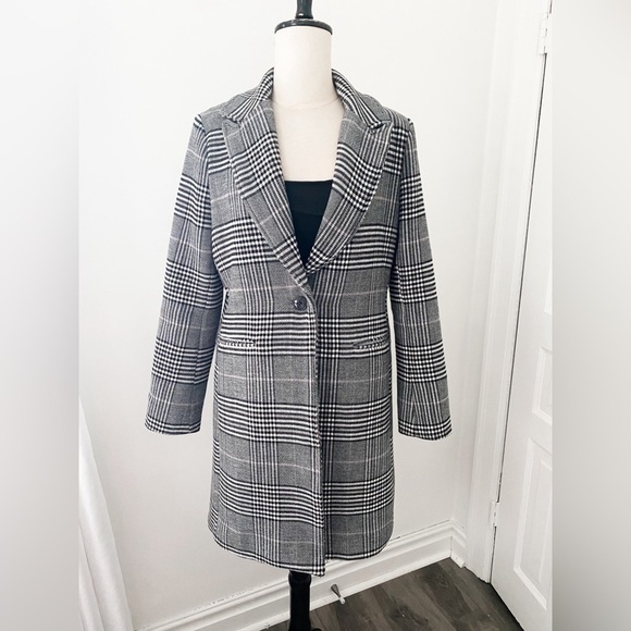 Joe Fresh Jackets & Blazers - Joe Fresh White and Black Plaid Coat
